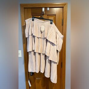 Ivy City Co Asymmetrical Pleated Skirt in Soft Pink